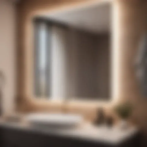 Elegant minimalist bathroom with unframed mirror