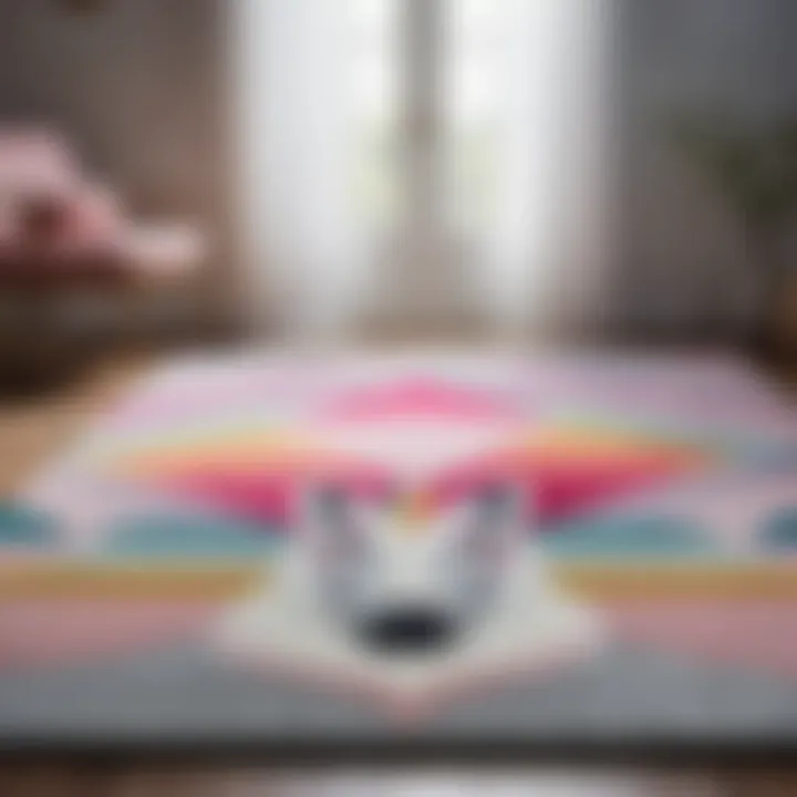 Modern Unicorn Geometry Rug Unicorn Rug with Geometric Designs
