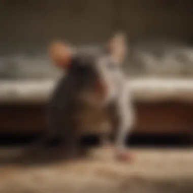 Rat peeking from under the bed