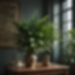 Lush green foliage of a ZZ plant in a modern indoor setting