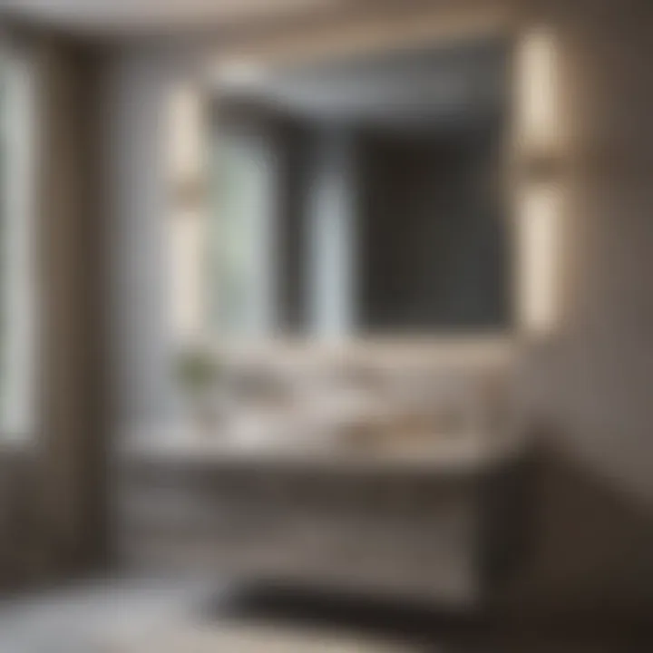 Reflective Sophistication Unique discontinued bathroom vanity with mirrored accents