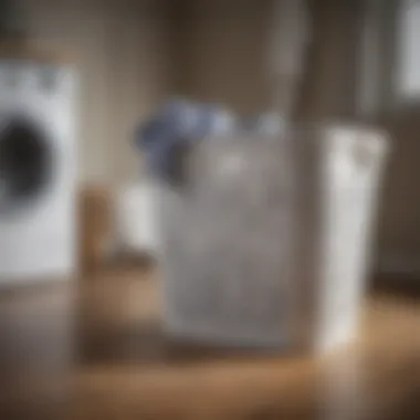 Functional white metal laundry basket on a wooden floor