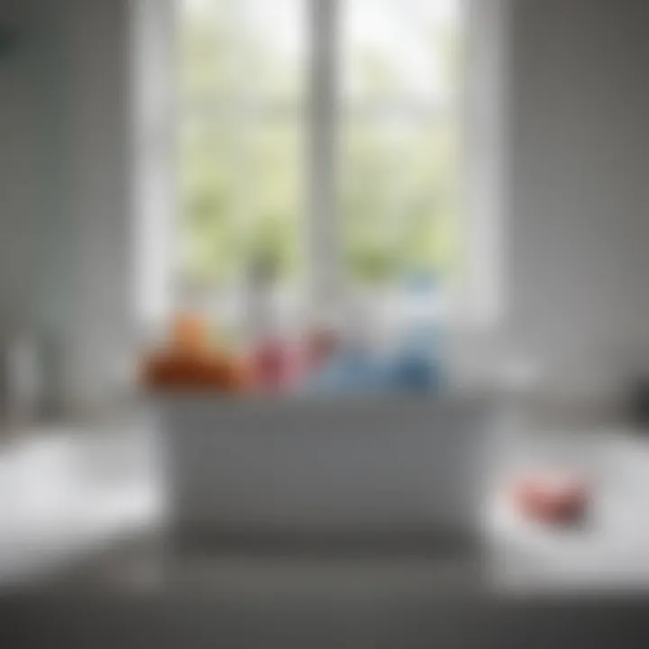 Close-up of hygiene considerations for laundry in the bathtub