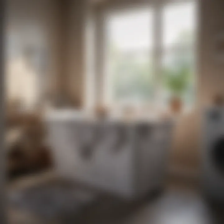 Laundry basket strategically positioned in a bathtub filled with clothes