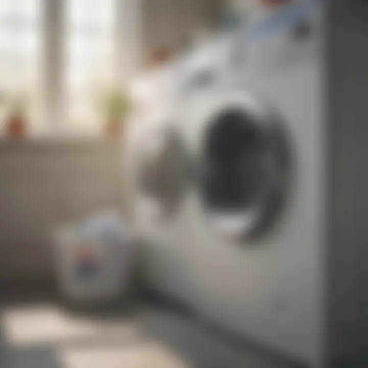 Proper placement of Lysol Laundry Sanitizer in a washing machine