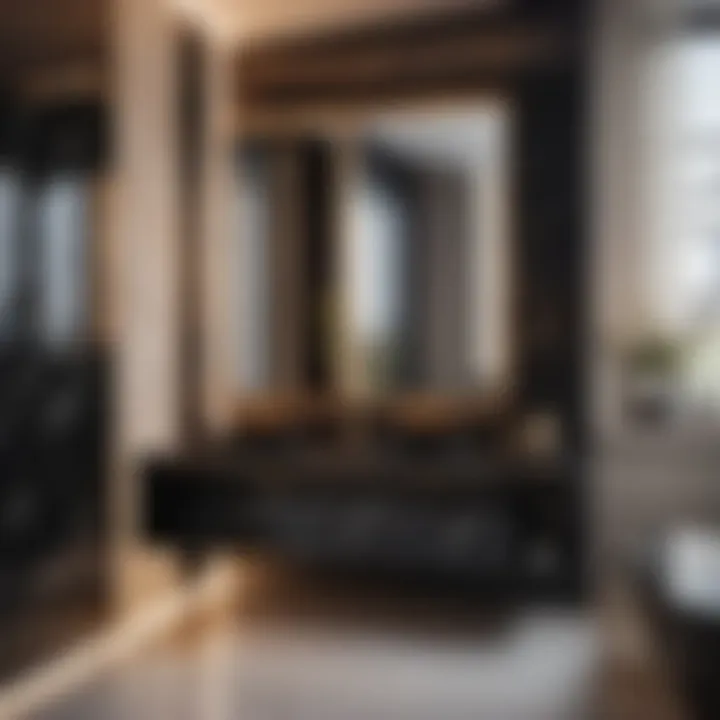 Black Marble Minimalist Vanity Fair Bathroom Vanity Sleek and minimalist Vanity Fair Bathroom Vanity in black marble