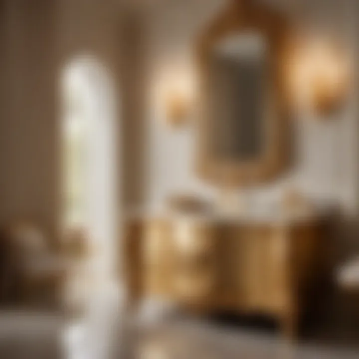 Opulent Gold & Crystal Vanity Fair Bathroom Vanity Luxurious Vanity Fair Bathroom Vanity with gold accents and crystal knobs