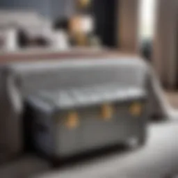Luxurious Bedroom Luggage Bench in Elegant Grey