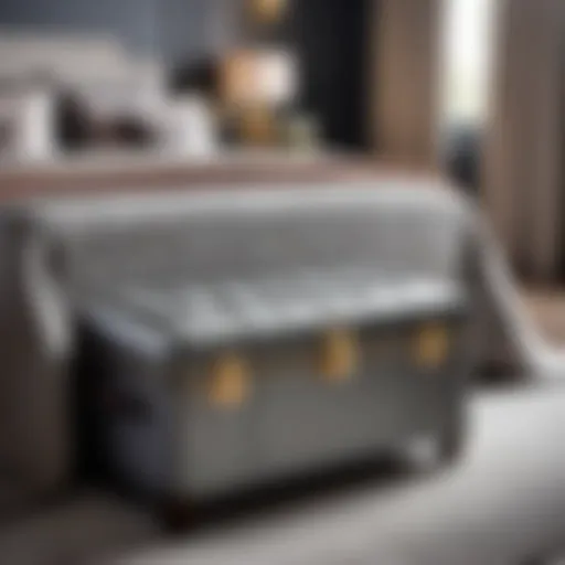 Luxurious Bedroom Luggage Bench in Elegant Grey Luxurious Bedroom Luggage Bench in Elegant Grey