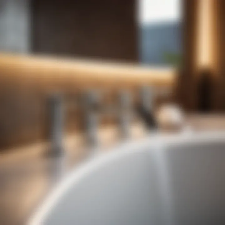 Deck-mounted bathtub faucet with hand shower showcasing sleek lines
