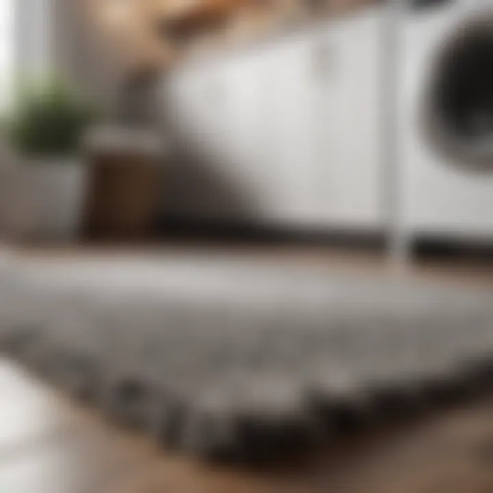 Grey rug showcasing texture in laundry room
