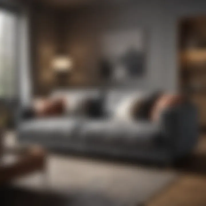 Elegant sofa bed in a modern living room interior