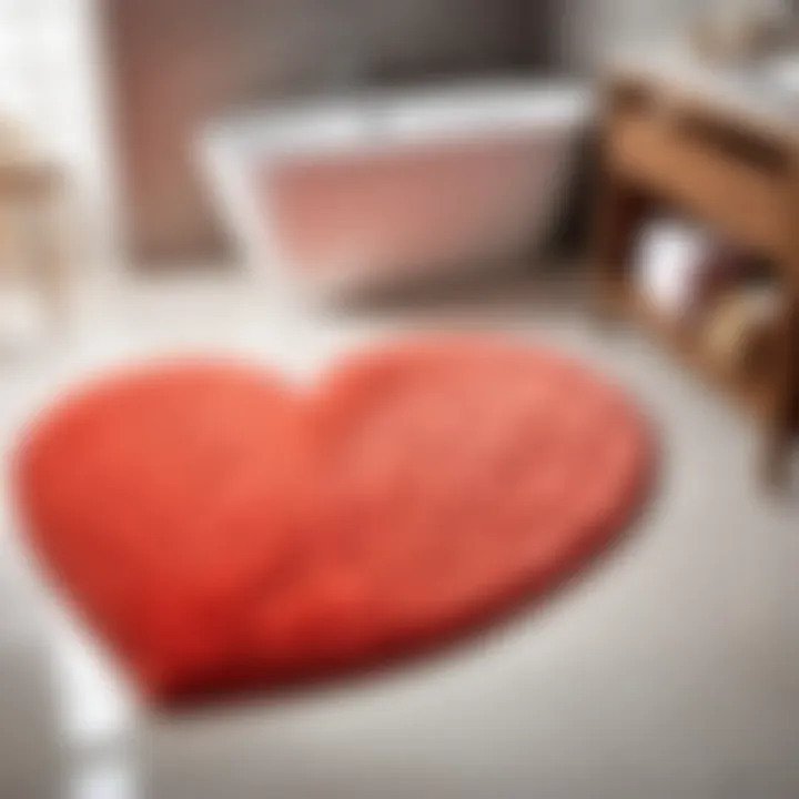 Stylish Heart-Shaped Bath Rug in Vibrant Coral