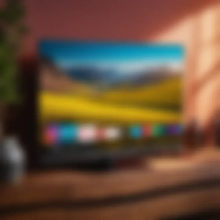 Vivid Display on Small TV Screen with Vibrant Colors Close-up of small TV screen displaying vibrant colors