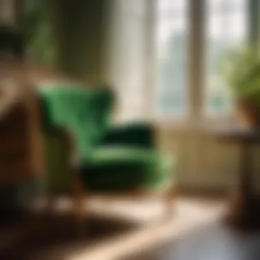 Timeless Vintage Green Armchair Bathed in Natural Light Vintage Green Armchair by Sunlit Window
