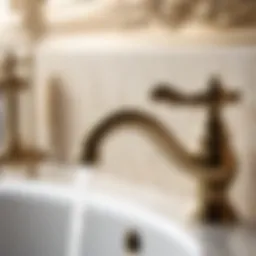 Vintage Brass Faucet in Antique Style Bathroom
