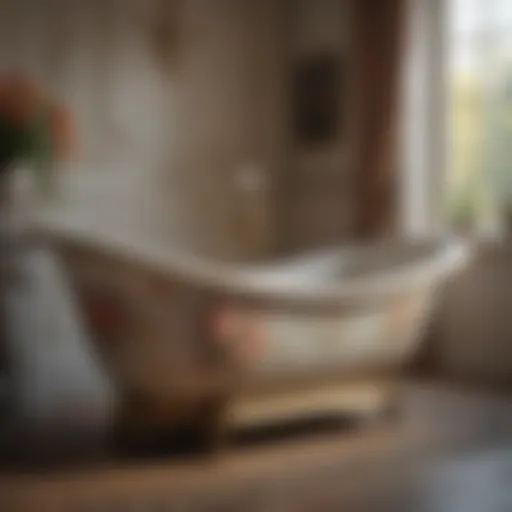 Elegant Vintage Cinderella Bathtub with Floral Design