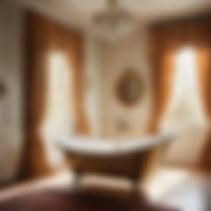 Elegance Redefined: Vintage Clawfoot Bathtub with Curtains Vintage clawfoot bathtub with elegant curtains