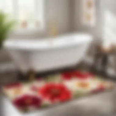 Floral Charm Bath Rug Vintage floral design 60-inch long bath rug adding charm to a classic bathroom