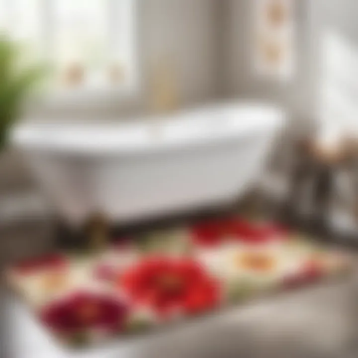 Floral Charm Bath Rug Vintage floral design 60-inch long bath rug adding charm to a classic bathroom
