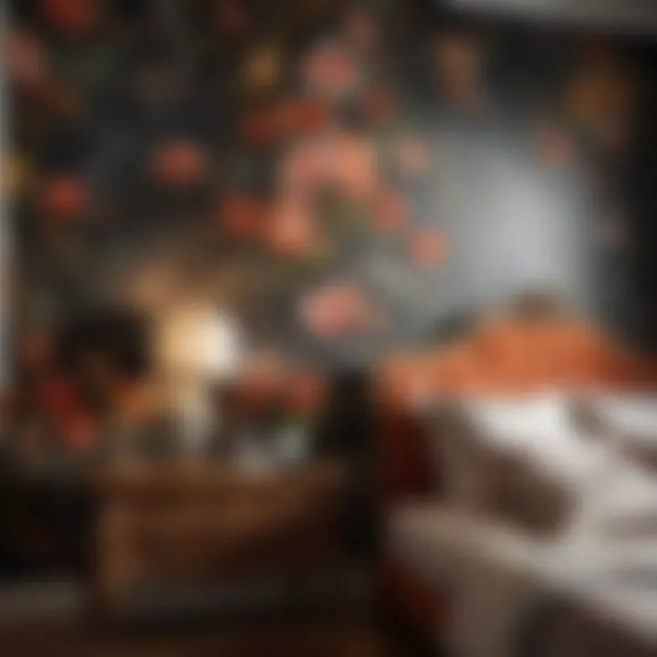 Vintage Floral Print on Accent Wall
