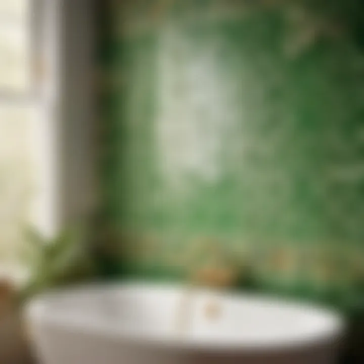 Vintage green tile bathroom with floral accents