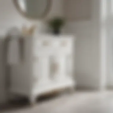 Vintage-Inspired White Freestanding Bathroom Cabinet with Brass Hardware