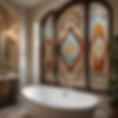 Timeless Elegance Vintage stained glass inspired decorative window film in bathroom