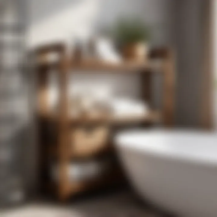 Vintage Wooden Bathroom Shelf Stand