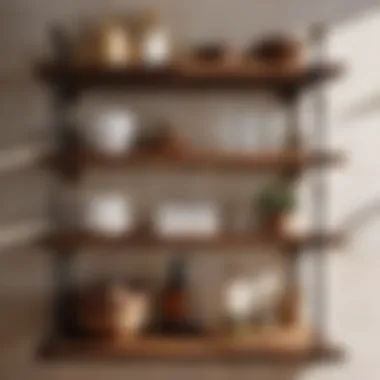 Timeless Charm: Vintage Wooden Shelves Vintage Wooden Shelves with Rustic Bathroom Accessories