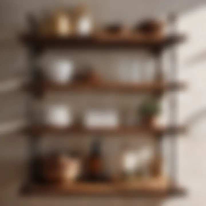 Timeless Charm: Vintage Wooden Shelves Vintage Wooden Shelves with Rustic Bathroom Accessories