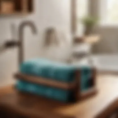 Rustic Wood Countertop Towel Holder Vintage Wood Countertop Bath Towel Holder