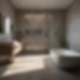 A virtual bathroom design interface showcasing various layouts and styles.