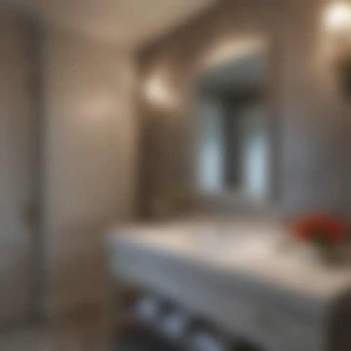 Modern bathroom with sleek wainscoting and contemporary finishes