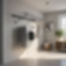 Elegant wall-mounted drying rack showcasing functionality in a modern laundry room.