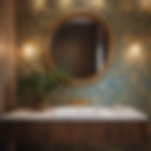 Decorative wallpaper roll in bathroom