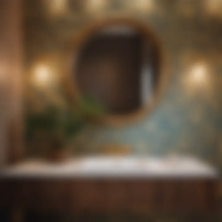 Decorative wallpaper roll in bathroom