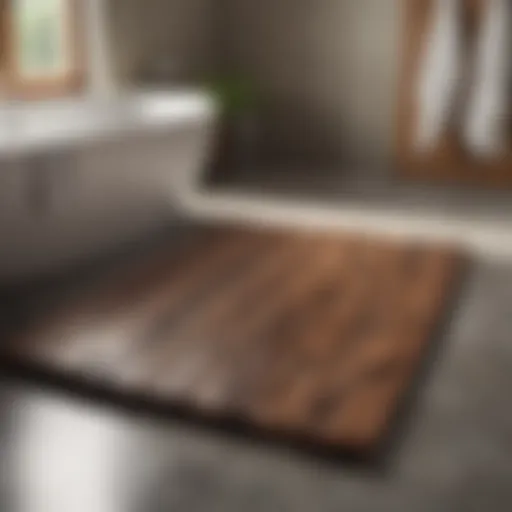 Elegant walnut bath mat showcasing natural wood grain