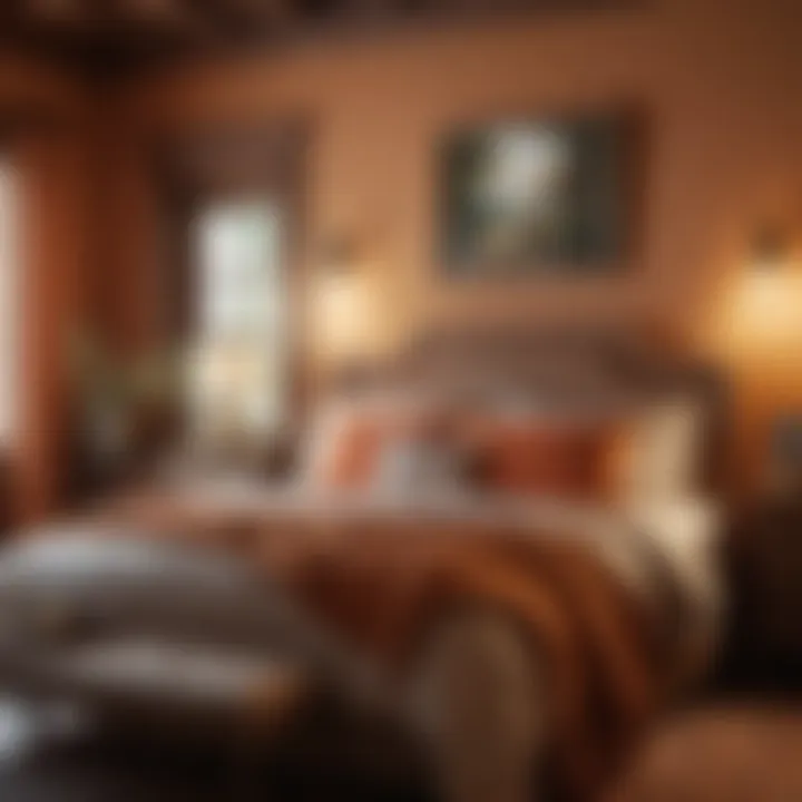 Warm color palette for a serene rustic bedroom