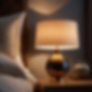 Night lamp adding warmth and comfort to a stylish bedroom decor
