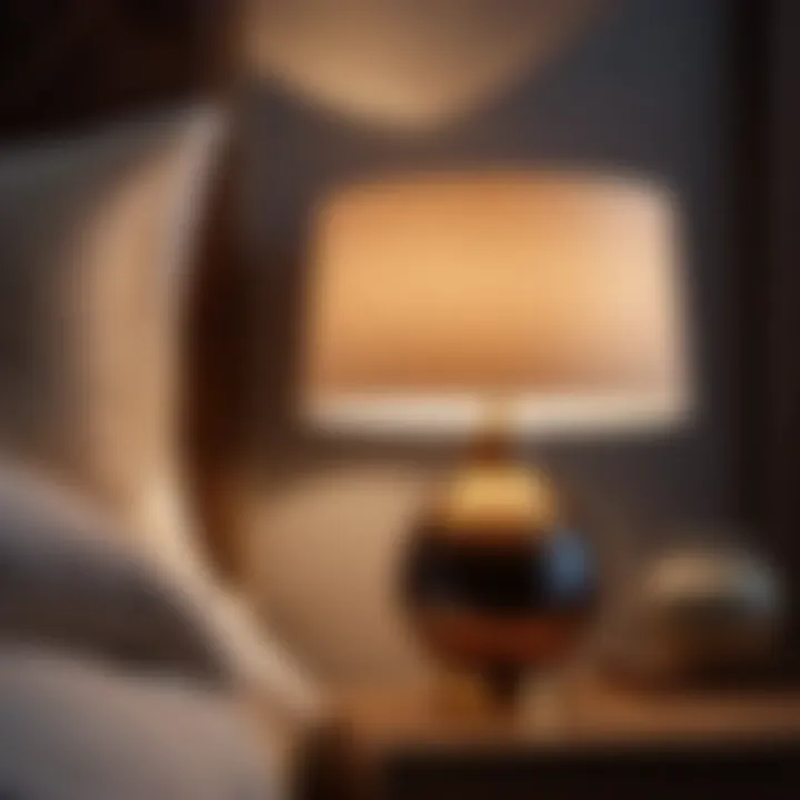 Night lamp adding warmth and comfort to a stylish bedroom decor
