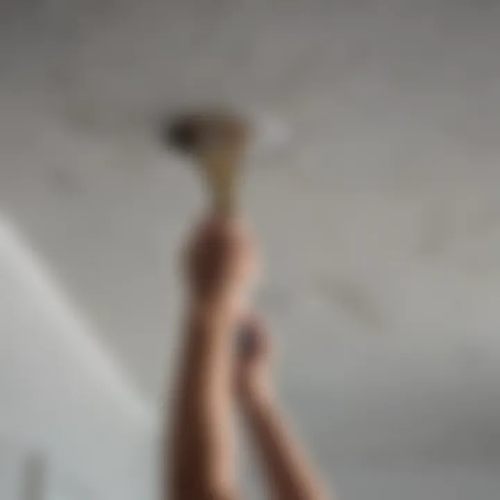 Visual representation of waterproof paint application on a bathroom ceiling