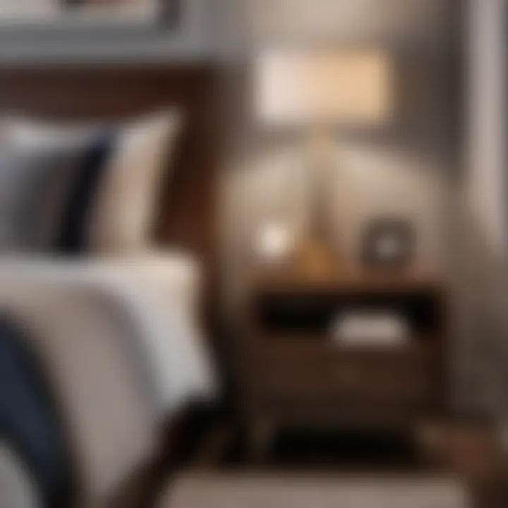 Sleek nightstand with chic decor accessories in a contemporary bedroom