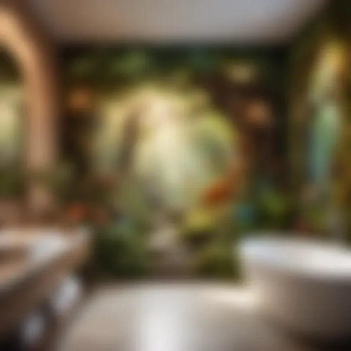 Enchanted Forest Menagerie Whimsical forest creatures mural adorning a bathroom wall