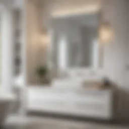 Elegant white bathroom cabinet with doors showcasing modern design