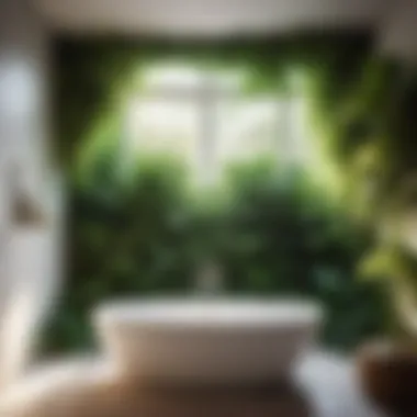 White Bathtub with Lush Greenery Surroundings