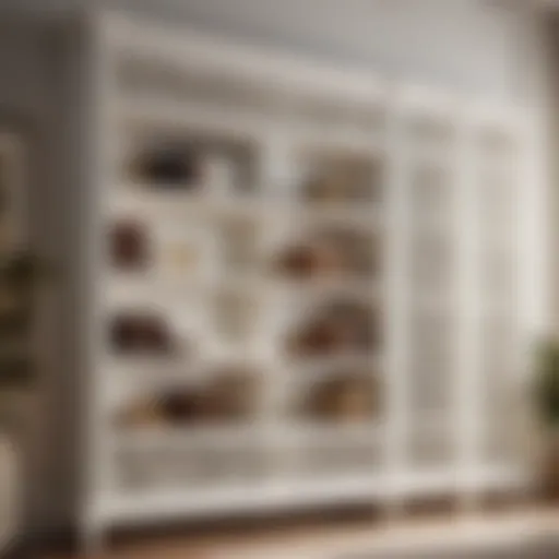 Elegant white bookcase with intricate lattice design