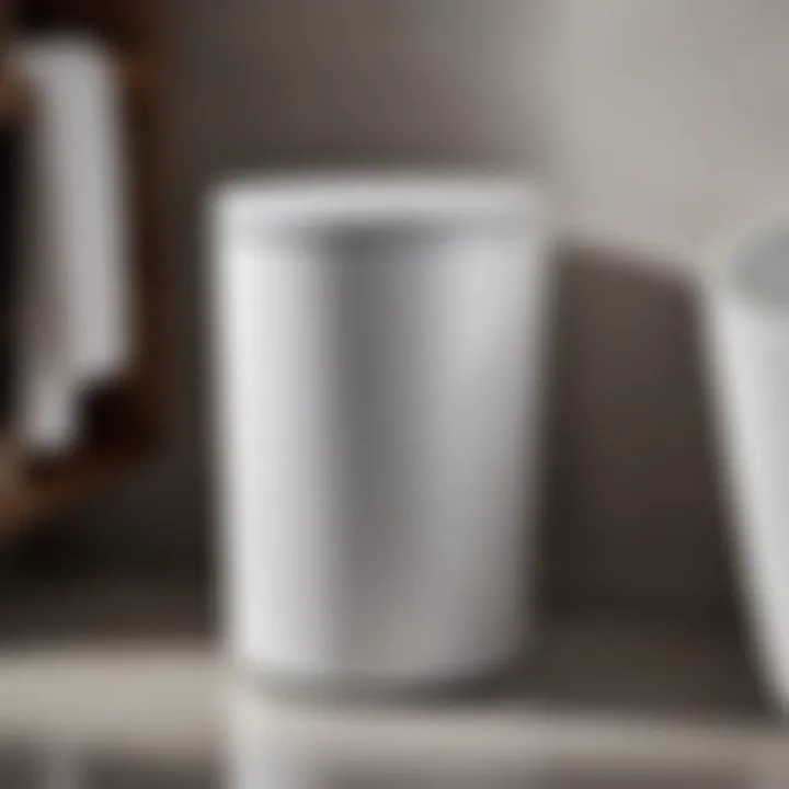 Stylish White Ceramic Trash Can with Functional Lid White Ceramic Trash Can with Lid in Modern Bathroom Setting