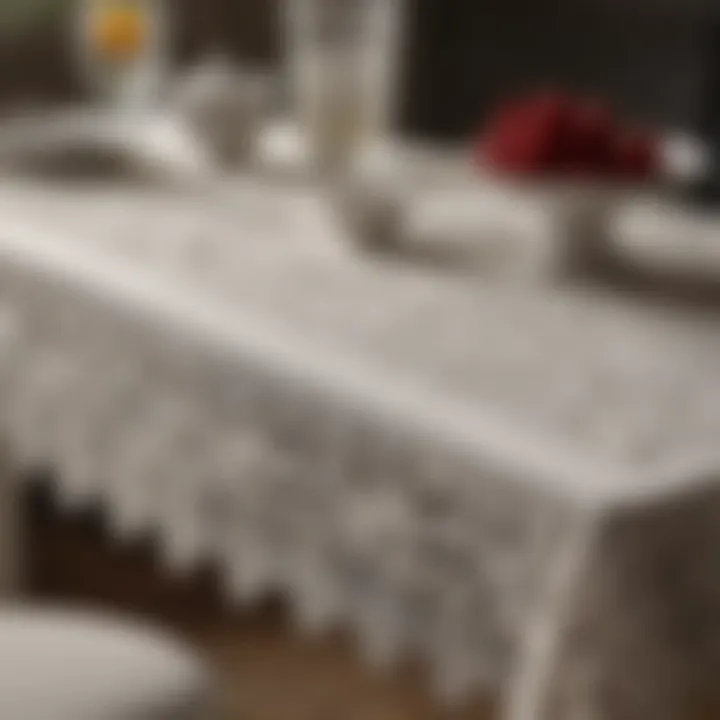 White table adorned with delicate lace details and vintage charm