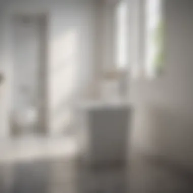 Eco-friendly white waste basket in a sustainable bathroom design